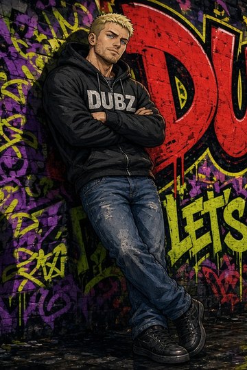 Graffiti portrait of Kri5pydubz, leader of the DUBZ crew.